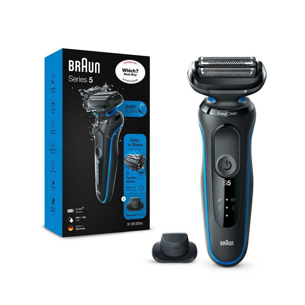 Braun Series 5 Electric Shaver with Precison Trimmer- Black/Blue 50-B1200s