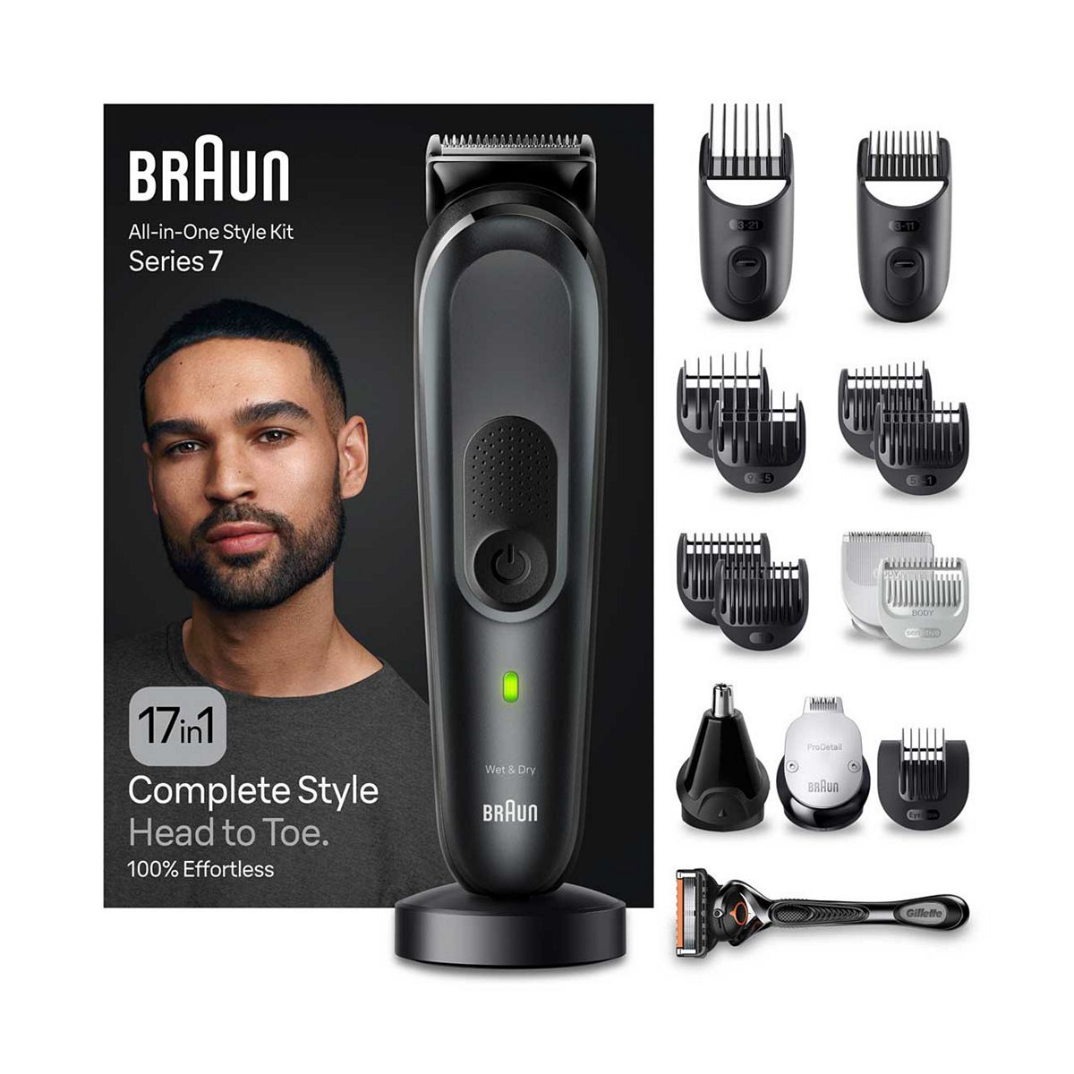 Braun Series 7, 17in1 Head to Toe, Hair &amp;amp; Body Trimmer - Grey