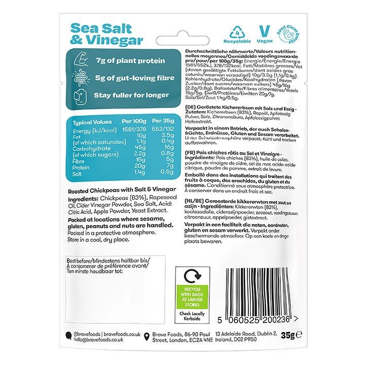 BRAVE Crunchy Chickpeas Sweet Chilli 35g Smoky Barbecue