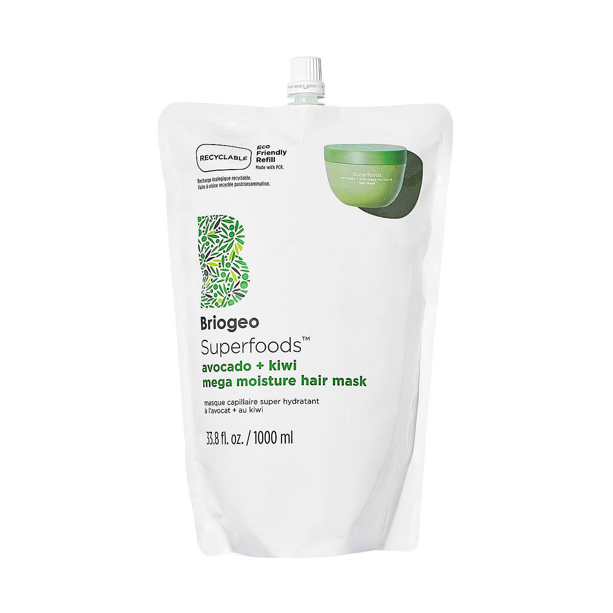 Briogeo Superfoods&amp;trade; Avocado + Kiwi Mega Moisture Hair Mask Jumbo Pouch 1000ml