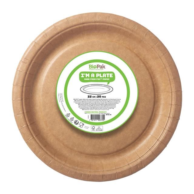 Brown Recyclable Paper Party Plates   20 per pack