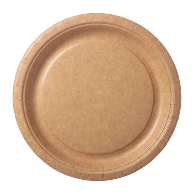 Brown Recyclable Paper Party Plates   20 per pack