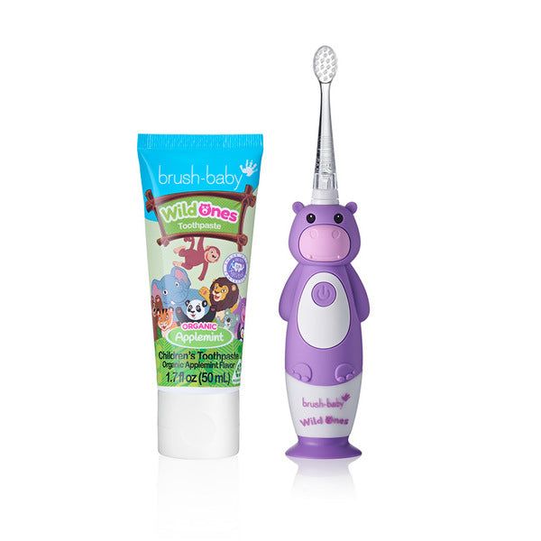 Brush Baby WildOnes-Hippo Toothbrush & Applemint Toothpaste