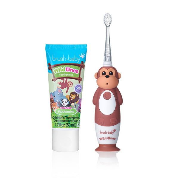 Brush Baby WildOnes-Monkey Toothbrush & Applemint Toothpaste