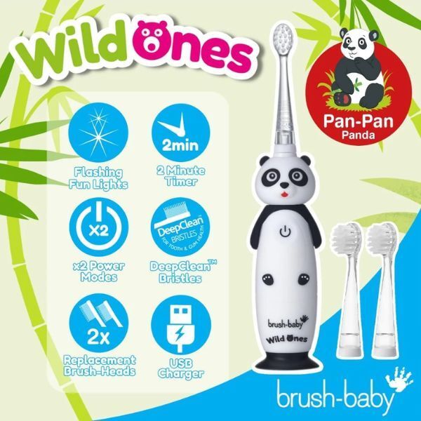 Brush Baby WildOnes&amp;trade; Panda Kids Rechargeable Toothbrush