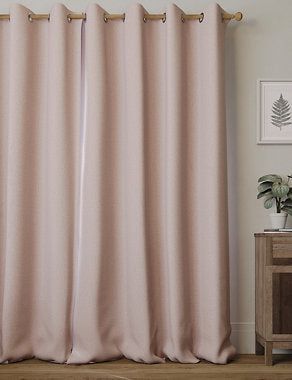 Brushed Eyelet Blackout Curtains - Blush, W168Cm Drop 137Cm