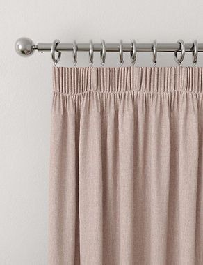 Brushed Pencil Pleat Blackout Curtains - Blush, W117Cm Drop 137Cm