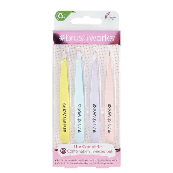 Brushworks HD 4 Piece Combination Tweezer Set - Mixed