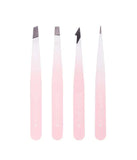 Brushworks HD 4 Piece Combination Tweezer Set - White &amp;amp; Pink