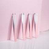 Brushworks HD 4 Piece Combination Tweezer Set - White &amp;amp; Pink