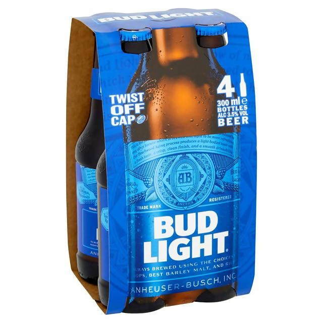 Bud Light Lager Beer bottles 4x300ml