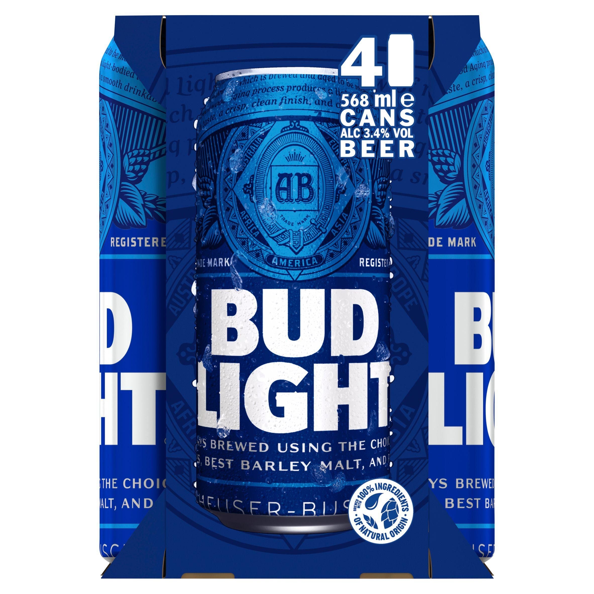 Bud Light Lager Beer x4 568ml