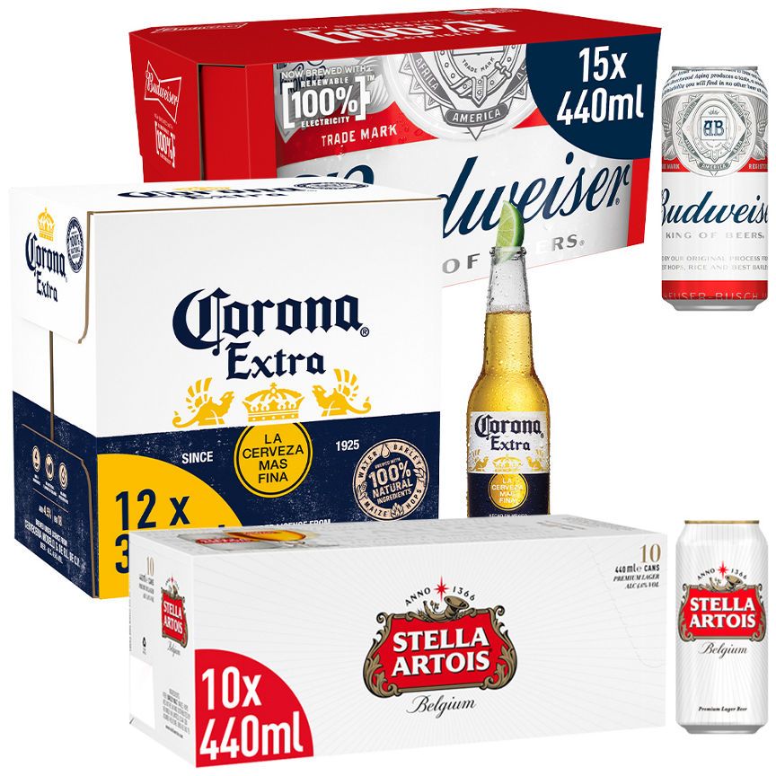 Budweiser, Corona &amp;amp; Stella Artois Bundle