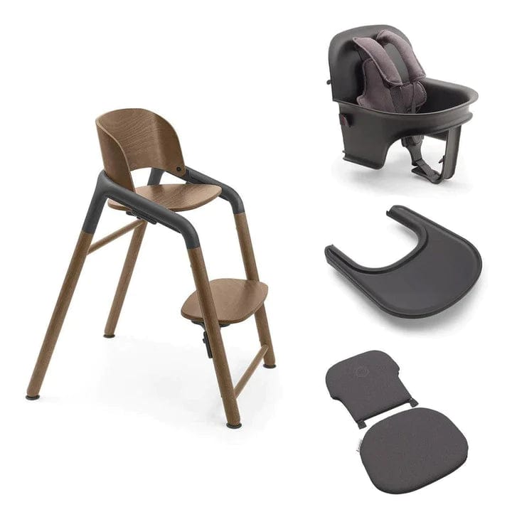 Bugaboo Giraffe highchair with baby set in wood grey - British product