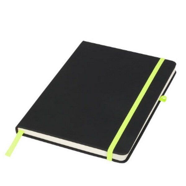 Bullet Noir Notebook (Medium) Solid Black/ Lime