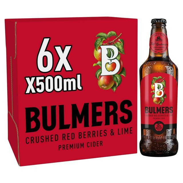 Bulmers Crushed Red Berries & Lime Cider Bottles 6 x 500ml