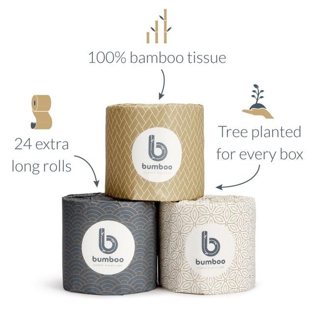 Bumboo Luxury Bamboo Toilet Tissue - Extra Long Rolls   24 per pack