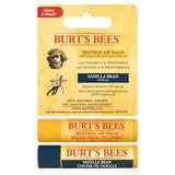 Burt's Bees 100% Natural Moisturising Lip Balm Duo Value Pack Beeswax &amp;amp; Vanilla Bean Tube x2 4.25g