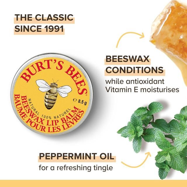 Burt's Bees Moisturising Beeswax Lip Balm Tin