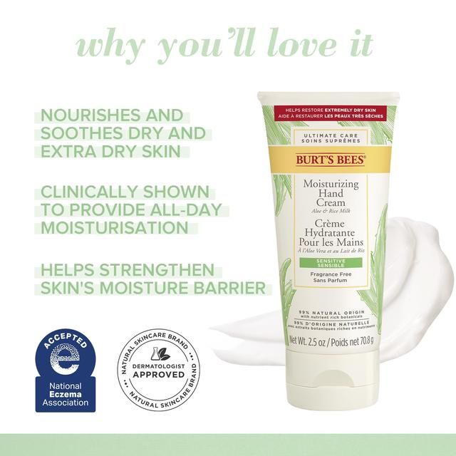 Burt's Bees Moisturising Hand Cream With Aloe and Rice Milk