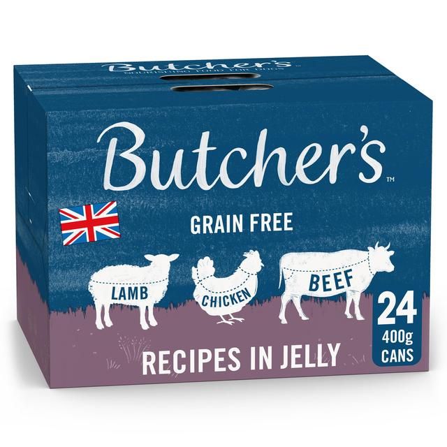 Butcher's Recipes in Jelly Dog Food Tins   24 x 400g