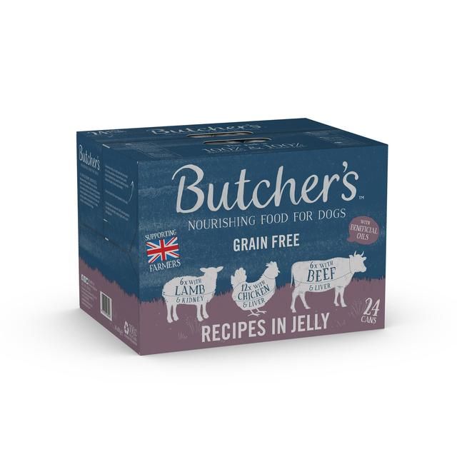 Butcher's Recipes in Jelly Dog Food Tins   24 x 400g