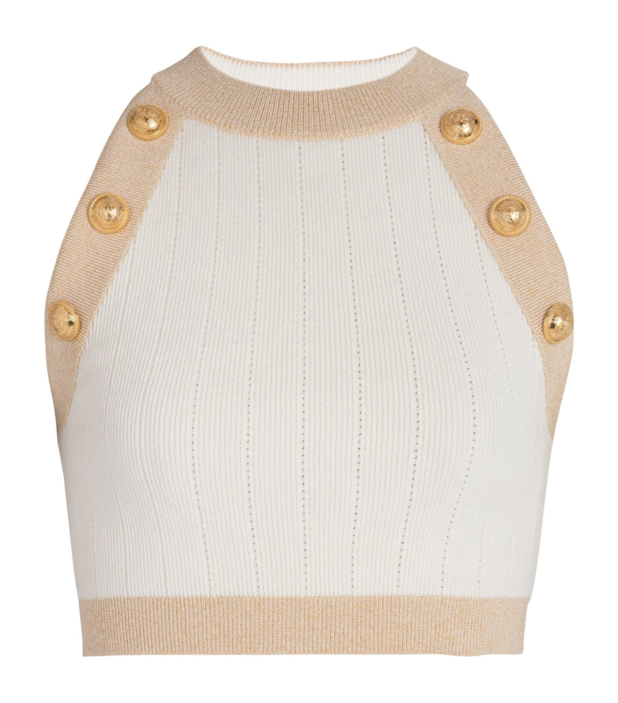 Button-Detail Crop Top