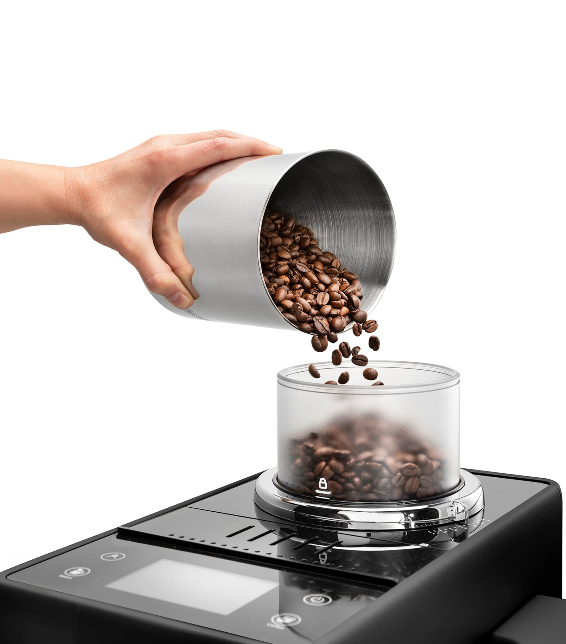 De'Longhi Rivelia coffee machine with touch display and milk carafe - British product