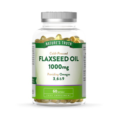 Holland & Barrett Nature's Truth Flaxseed Oil 1000mg Dietary Supplement Softgels, 60 Softgels- Buy online at McGrocer