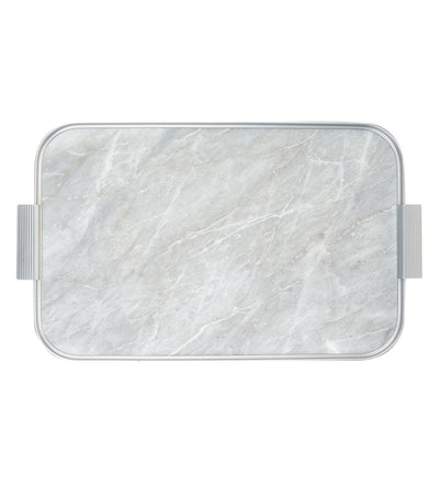Harrods Serveringsbrett i ribbet aluminium med høyglans marmor design - Kjøp online på McGrocer