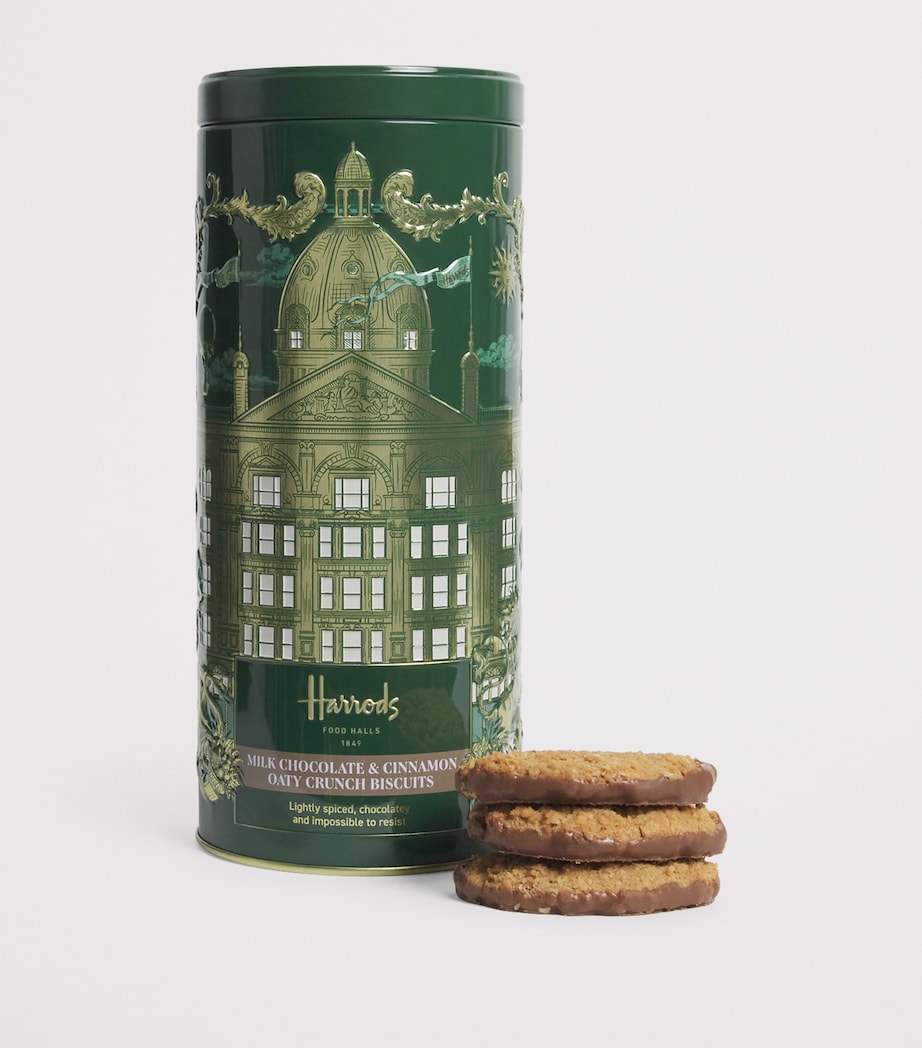 Harrods milk chocolate and cinnamon oat crunch biscuit tin 200g, UK version