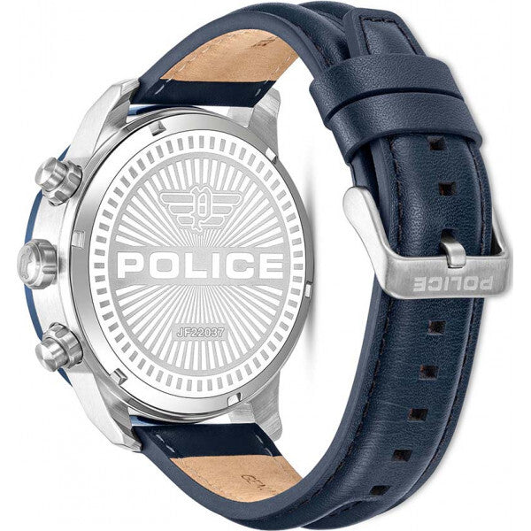 Police Huntley watch blue leather strap stainless steel, UK version