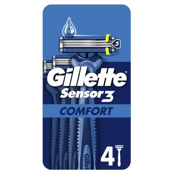 Gillette Sensor 3 Comfort Disposable Razors 4 pack, UK version