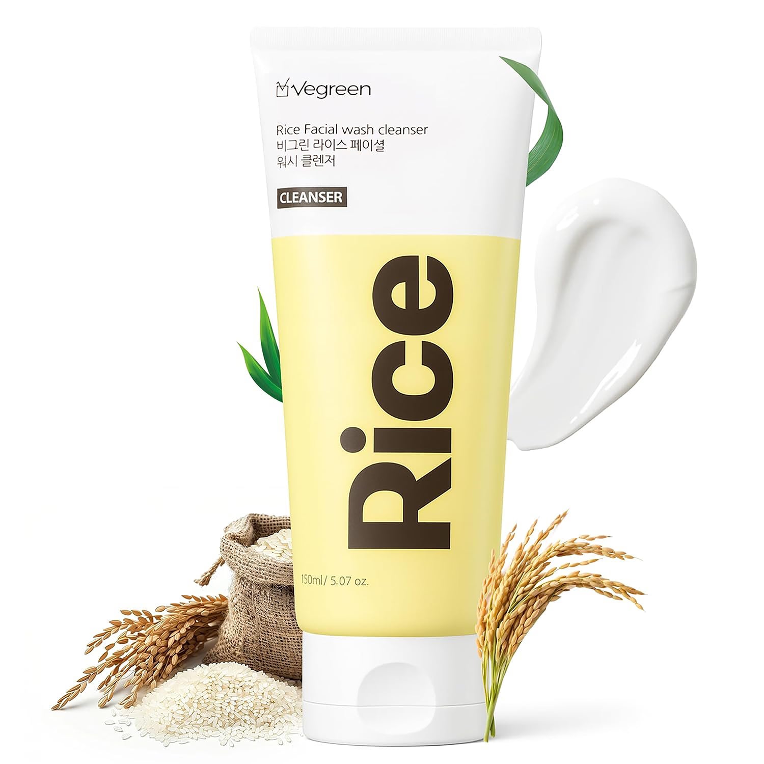 VEGREEN rice facial wash gel cleanser 150ml, UK version