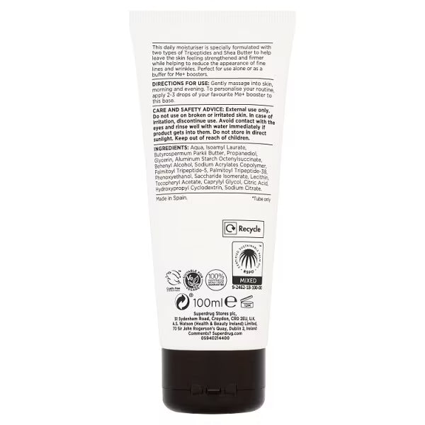 Me+ peptide moisturiser 100ml tube, imported from the UK