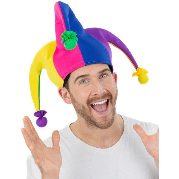 Smiffys neon rainbow jester hat - British product