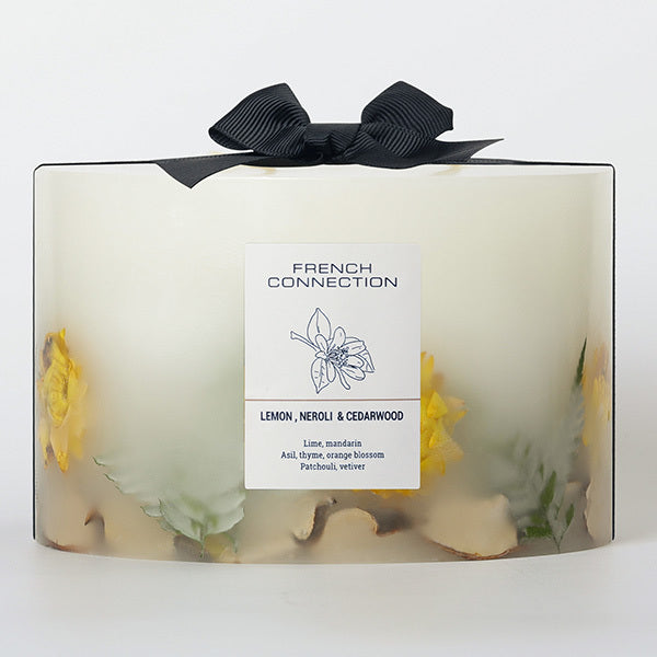 French Connection botanical infused candle lemon neroli cedarwood, imported from the UK