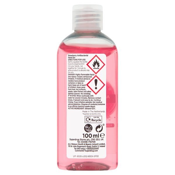 Superdrug Strawberry Sanitizer Hand Gel 100ml GOODS Superdrug   