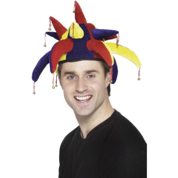 Smiffys jester hat with bells multi-coloured (British brand)