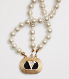 Valentino Garavani Ovalette necklace faux pearl crystal 42cm, imported from the UK