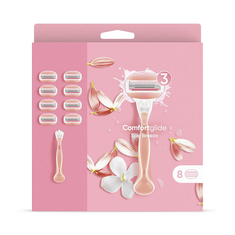 Venus Spa Breeze razor handle with 8 blades, UK version
