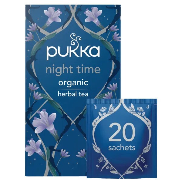 Pukka Herbs Night Time organic herbal tea 20 teabags, imported from the UK