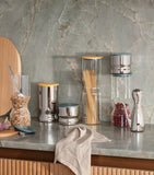 Georg Jensen large glass canister with stainless steel lid 1.5L, UK version