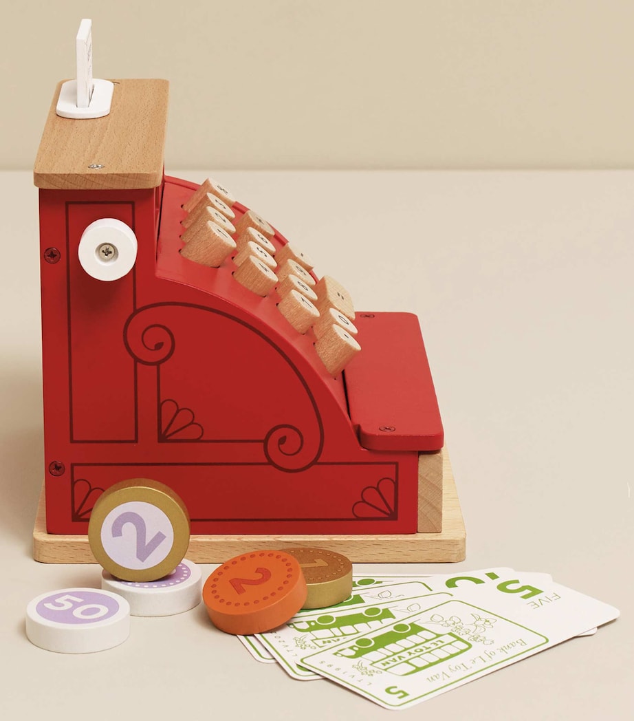 Le Toy Van wooden shop till cash register with money, imported from the UK