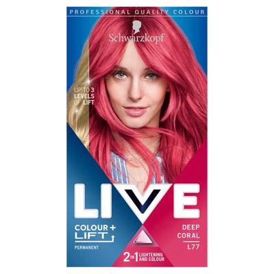 Superdrug LIVE Colour + Lift Deep Coral Permanent Pink Hair Dye Kit- Buy online at McGrocer