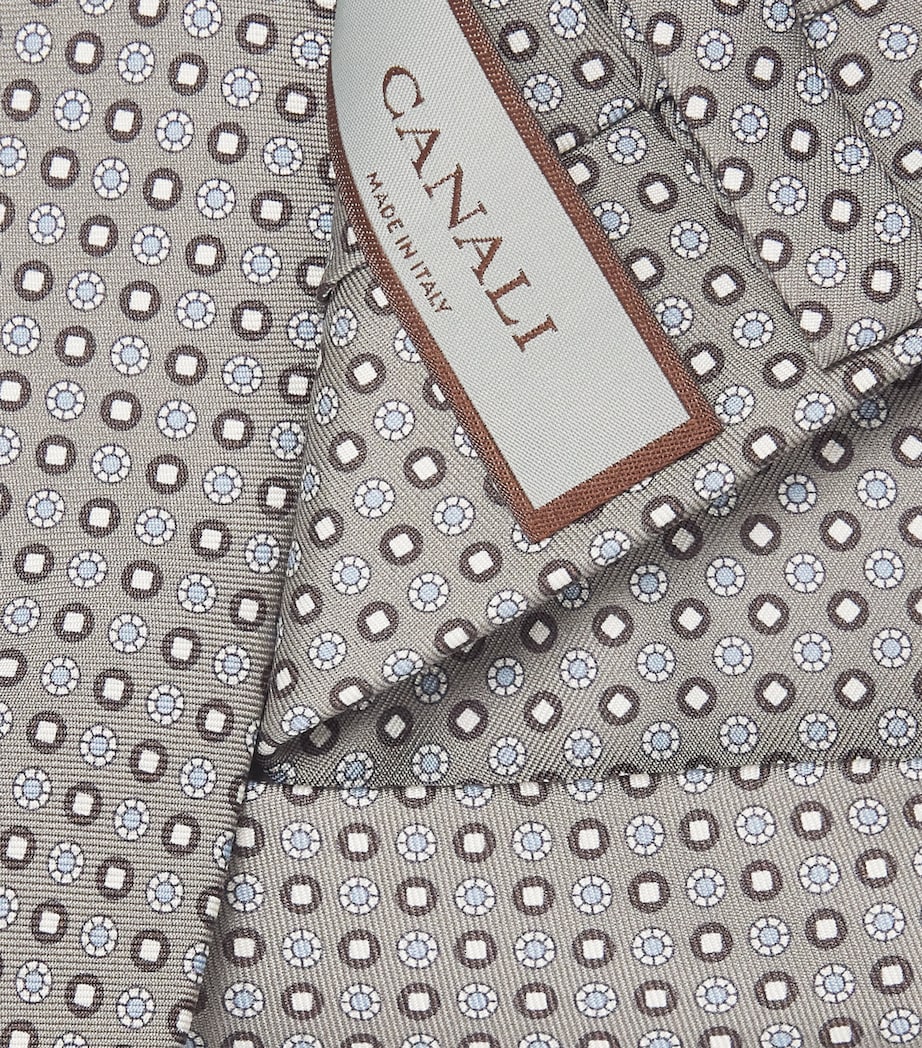 Canali silk medallion print tie 8cm, imported from the UK