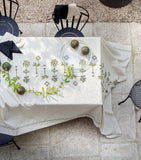 Embroidered Palm Print Linen Tablecloth 170cm x 250cm