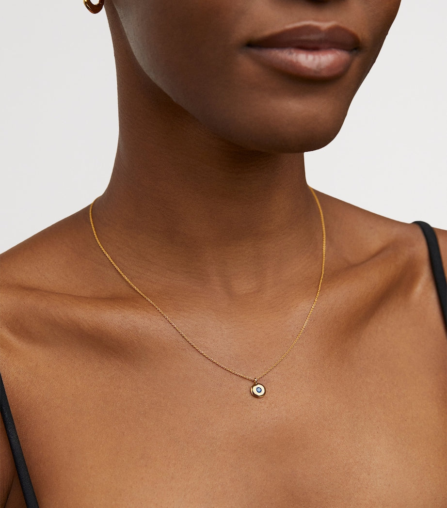 Monica Vinader gold vermeil sapphire birthstone necklace (British brand)