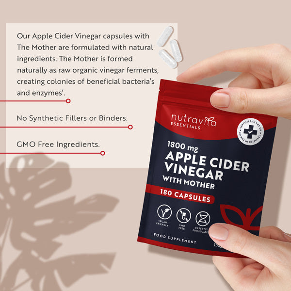 Nutravita apple cider vinegar capsules 1800mg with mother 180 count (British brand)