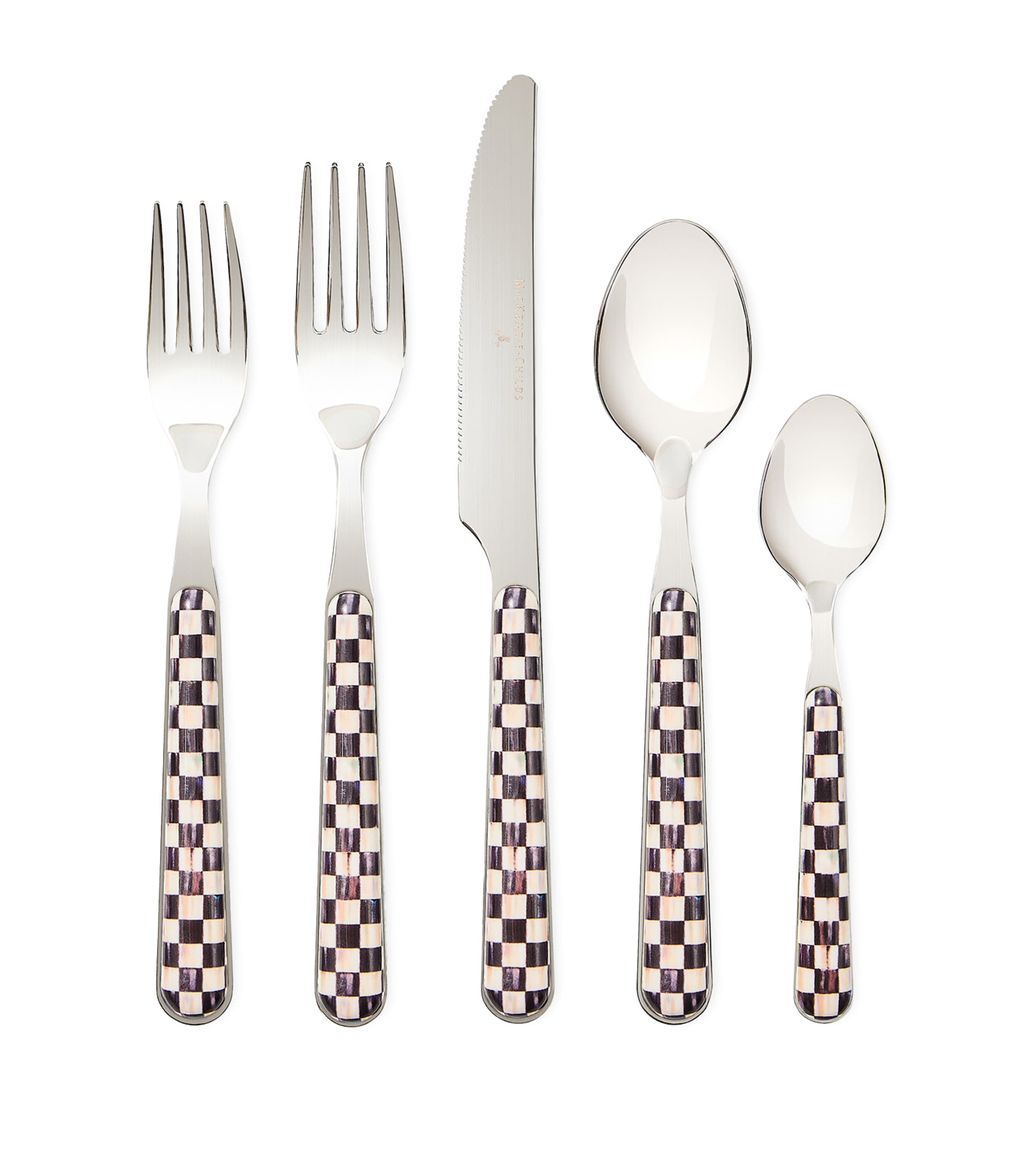 MacKenzie-Childs stainless steel Courtly Check cutlery set, UK version